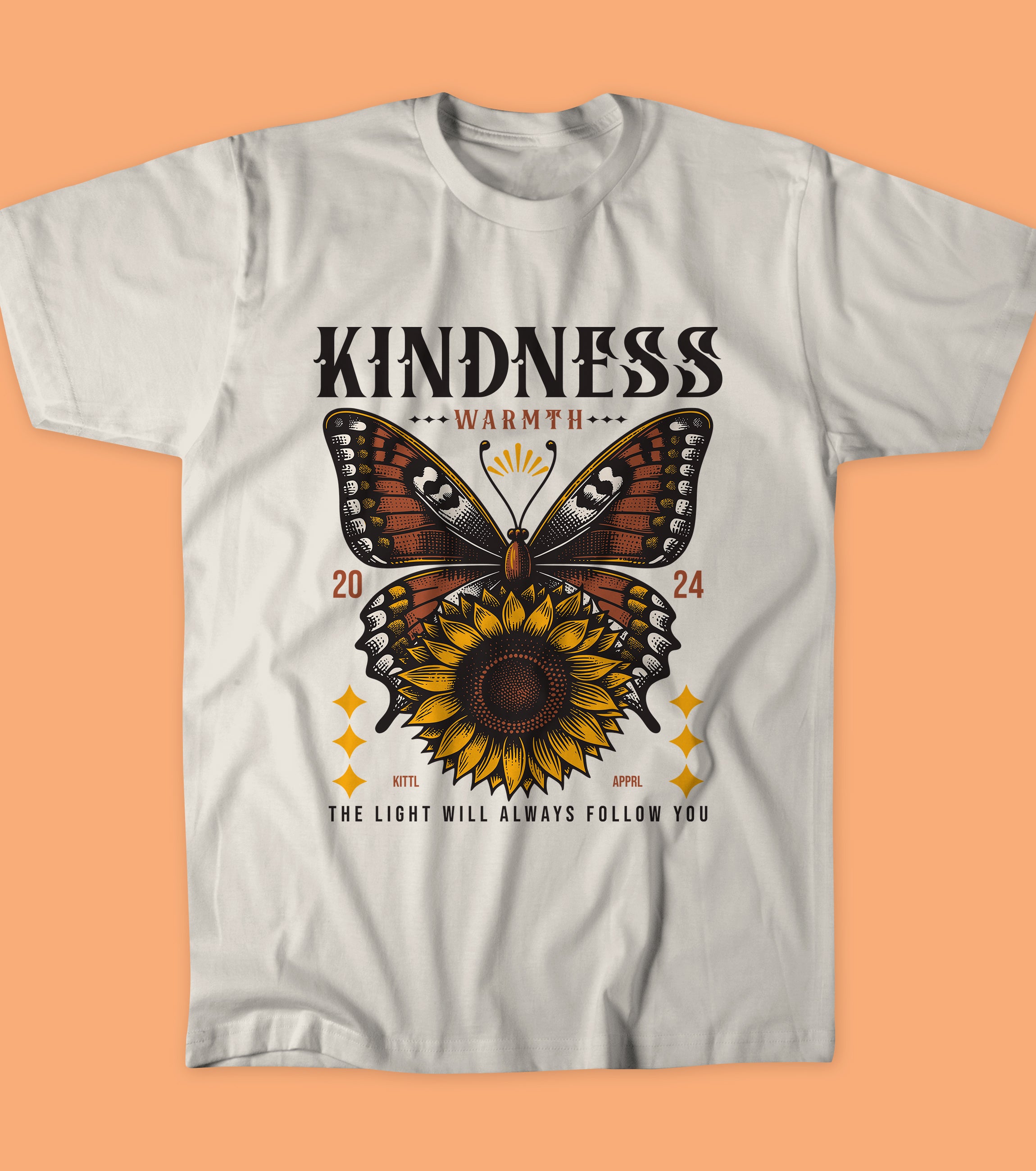 Butterfly-sunflower Oversized faded t-shirt